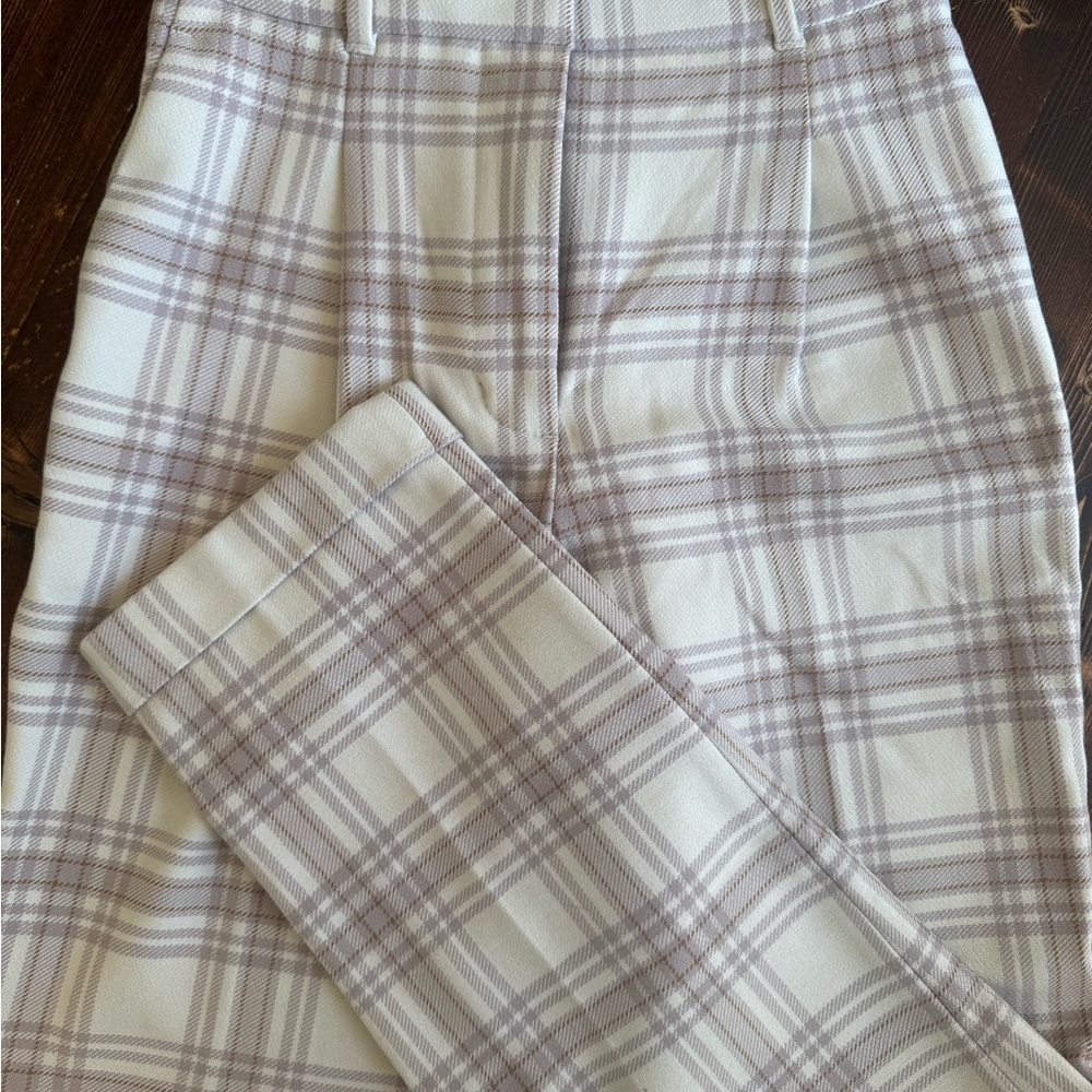 Wilfred Cream and Brown Trousers with Classic Plaid Design